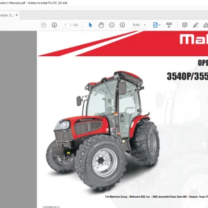 Mahindra Tractor 3540P 3550P PST CABIN Tier-4 Operator's Manual - PDF DOWNLOAD