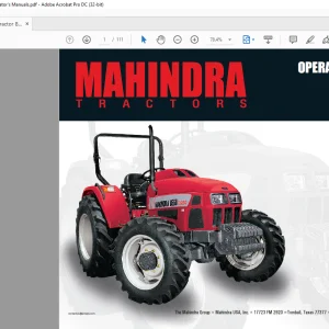 Mahindra Tractor '60' Series 8560 2WD 4WD Tier - III Compliant Operator's Manual - PDF DOWNLOAD