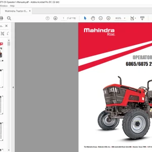 Mahindra Tractor 6065 6075 2WD & 4WD TIER-4 Operator's Manual - PDF DOWNLOAD