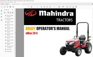 Mahindra Tractor DRAFT eMax 20 S Operator's Manual - PDF DOWNLOAD