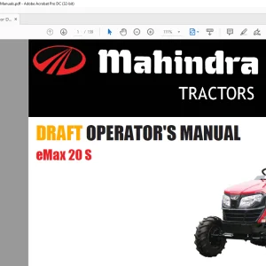Mahindra Tractor DRAFT eMax 20 S Operator's Manual - PDF DOWNLOAD