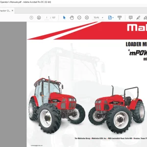 Mahindra Tractor LOADER ML272-273-274-278 ‘mPower’ Series mPOWER 75 mPOWER 75P mCRD TIER - IV Operator’s Manual - PDF DOWNLOAD