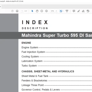 Mahindra Tractor Super Turbo 595 DI Sarpanch Parts Manual -  PDF DOWNLOAD