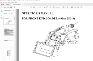 Mahindra Tractor eMax 25L-S For Front end Loader Operator's Manual - PDF DOWNLOAD