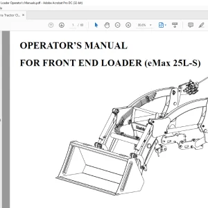 Mahindra Tractor eMax 25L-S For Front end Loader Operator's Manual - PDF DOWNLOAD