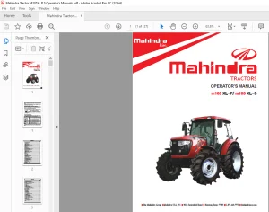 Mahindra Tractor m105 XL-P m105 XL-S Operator's Manual - PDF DOWNLOAD