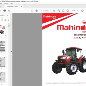 Mahindra Tractor m105 XL-P m105 XL-S Operator's Manual - PDF DOWNLOAD