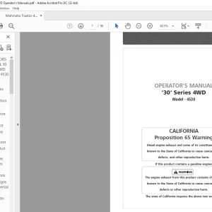 Mahindra Tractor ‘30’ Series 4WD 4530 Operator's Manual - PDF DOWNLOAD