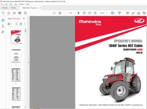 Mahindra Tractor ‘3600’ Series HST Cabin 3640P 3650P mCRD TIER-IV Operator's Manual - PDF DOWNLOAD