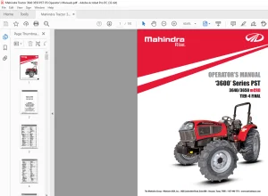 Mahindra Tractor ‘3600’ Series PST 3640 3650 TIER-4 FINAL Operator's Manual - PDF DOWNLOAD