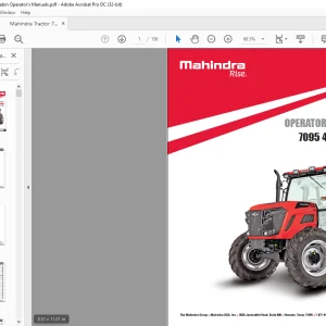 Mahindra Tractor 7095 4WD TIER-4 FINAL CABIN Operator's Manual  - PDF DOWNLOAD