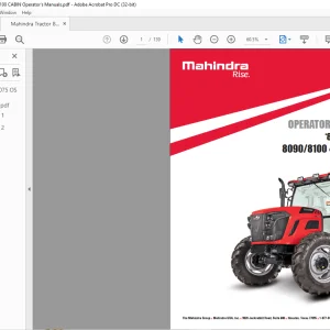 Mahindra Tractor‘8000’ Series 8090 8100 4WD CABIN TIER-4 FINAL Operator's Manual  - PDF DOWNLOAD