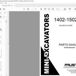 Mustang 1402-1502 Mini-Excavator Parts Manual 000-81002 - PDF DOWNLOAD