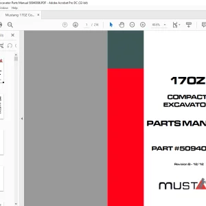 Mustang 170Z Compact Excavator Parts Manual 50940096 - PDF DOWNLOAD