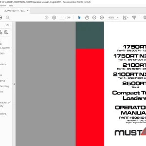 Mustang 1750RT 1750RT NXT2 2100RT 2100RT NXT2 2500RT Compact Track Loader Operator’s Manual 50940163 - PDF DOWNLOAD