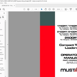 Mustang 1750RT 1750RT NXT2 2100RT 2100RT NXT2 2500RT Compact Track Loader Operator’s Manual 50940361 - PDF DOWNLOAD