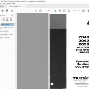 Mustang 2040 2042 2050 Skid-Steer Loader Operator’s Manual 000-24996 - PDF DOWNLOAD