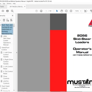 Mustang 2056 Skid-Steer Loader Operator's Manual 917402-DP0310 - PDF DOWNLOAD