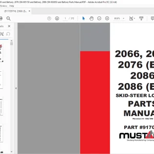 Mustang 2066, 2076 2076 (EU) 2086 2086 (EU) Skid-Steer Loader Parts Manual 917097 - PDF DOWNLOAD