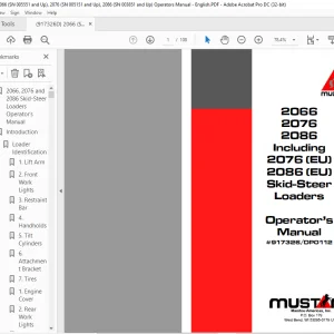 Mustang 2066 2076 2086 Including 2076 (EU) 2086 (EU) Skid-Steer Loader Operator's Manual 917326-DP0112 - PDF DOWNLOAD