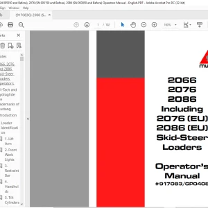 Mustang 2066 2076 2086 Including 2076 (EU) 2086 (EU) Skid-Steer Loaders Operator’s Manual 917083 GP0408 - PDF DOWNLOAD
