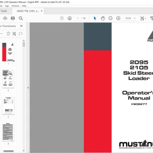 Mustang 2095 2105 Skid-Steer Loader Operator's Manual 908277 - PDF DOWNLOAD