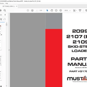 Mustang 2099 2107 (EU) 2109 Skid-Steer Loader Parts Manual 917034 - PDF DOWNLOAD