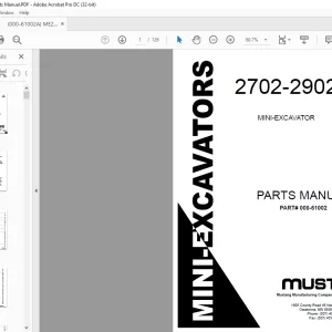 Mustang 2702-2902 Mini-Excavator Parts Manual 000-61002 - PDF DOWNLOAD