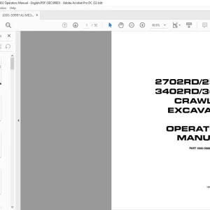Mustang 2702RD 2902RD 3402RD 3602RD CRAWLER EXCAVATOR OPERATORS MANUAL(000-59991A) - PDF DOWNLOAD