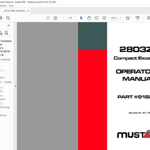 Mustang 2803ZT Compact Excavator Operator’s Manual 918278 - PDF DOWNLOAD
