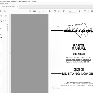 Mustang 332 Parts Manual(000-13893B) -  PDF DOWNLOAD
