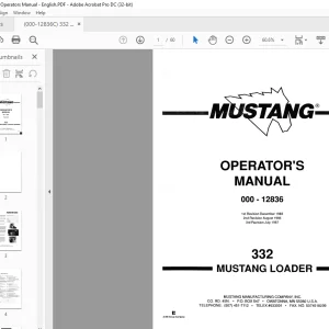 Mustang 332 Skid-Steer Loader Operator’s Manual 000-12836 - PDF DOWNLOAD