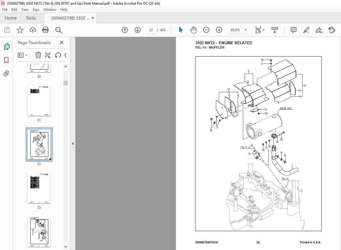 Mustang 350Z NXT2 Compact Excavator Parts Manual 50940279 - PDF ...