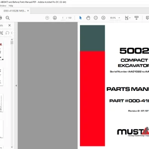 Mustang 5002 Compact Excavator Parts Manual 000-41002 - PDF DOWNLOAD