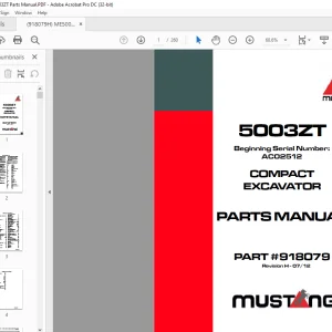 Mustang 5003ZT Compact Excavator Parts Manual 918079 - PDF DOWNLOAD