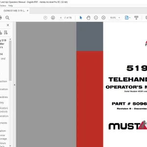 Mustang 519 Telehandler Operator’s Manual 50960014 - PDF DOWNLOAD