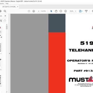 Mustang 519 Telehandler Operator’s Manual 913267 - PDF DOWNLOAD
