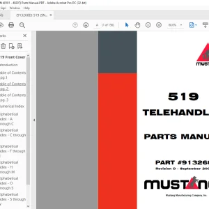 Mustang 519 Telehandler Parts Manual 913268 - PDF DOWNLOAD