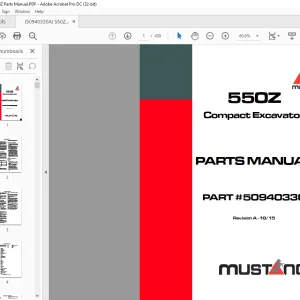Mustang 550Z Compact Excavator Parts Manual 50940330 - PDF DOWNLOAD