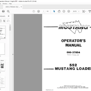 Mustang 552 Skid-Steer Loader Operator’s Manual 000-37854 - PDF DOWNLOAD
