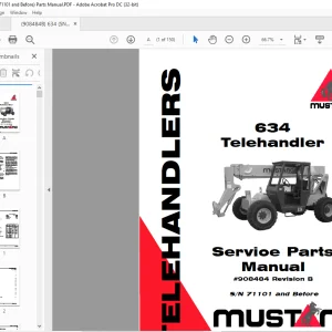 Mustang 634 Telehandler Service Parts Manual 908484 - PDF DOWNLOAD