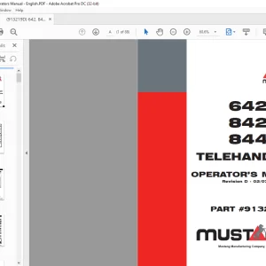 Mustang 642 842 844 Telehandler Operator’s Manual 913219 - PDF DOWNLOAD