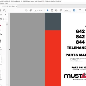 Mustang 642 842 844 Telehandler Parts Manual 913220 - PDF DOWNLOAD
