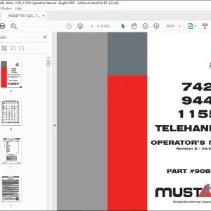 Mustang 744 944 1155 Telehandler Engine Operator’s Manual 908477 - PDF DOWNLOAD