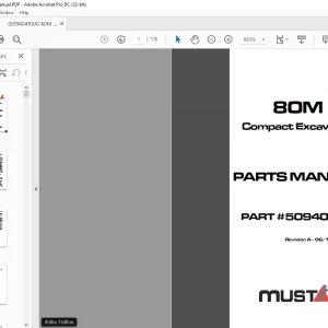 Mustang 80M Compact Excavator Parts Manual 50940493 - PDF DOWNLOAD