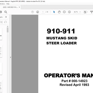 Mustang 910  911 Skid Steer Loader Operator’s Manual(000-14923B) -  PDF DOWNLOAD