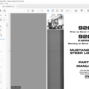 Mustang  920 E- Series Steer Loader Parts Manual(000-38895) - PDF DOWNLOAD