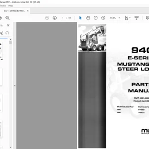 Mustang 940 E-Series Skid-Steer Loader Parts Manual 001-06958 - PDF DOWNLOAD