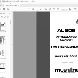Mustang AL206 Articulated Loader Parts Manual 918312 - PDF DOWNLOAD