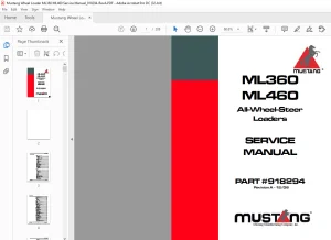 Mustang All Wheel Loader ML360 ML460 Service Manual (918294)  - PDF DOWNLOAD